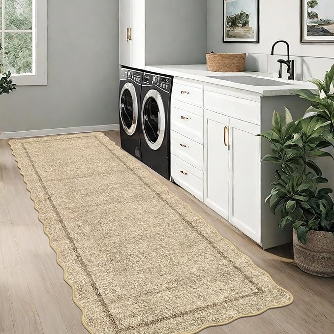 GarveeHome Scalloped Washable 2x8 Runner Modern Non Slip Kitchen Rugs | - Image 4