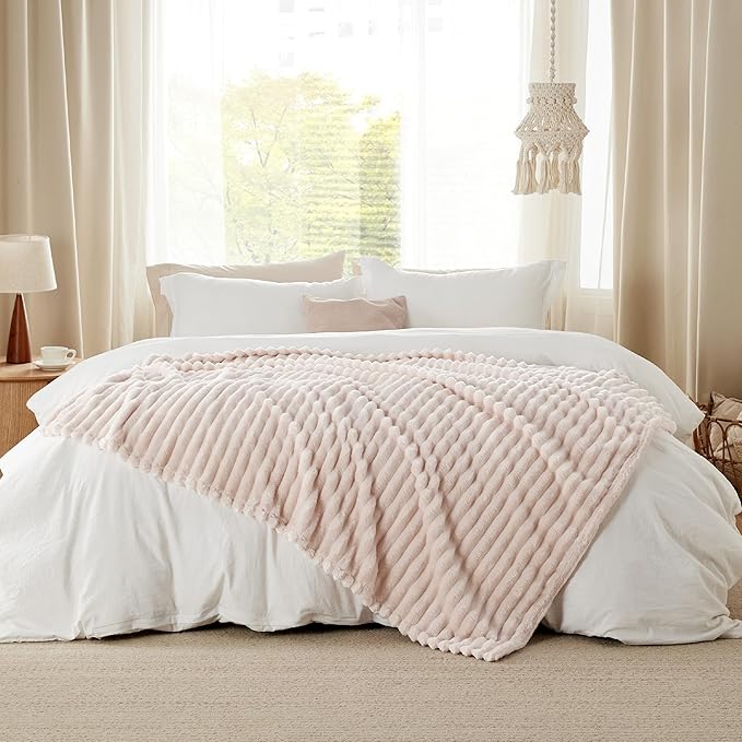 Bedsure GentleSoft Pink Throw Blanket for Couch - Cozy Soft Blankets for Women, Cute Small Fleece Throws for Girls, Pink Halloween Christmas Decor Gifts for Home Room, Crystal Pink, 50x60 Inches