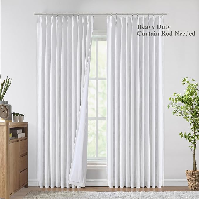 Vision Home White Pinch Pleated Full Blackout Curtains 60 inch Wide Thermal - Image 2
