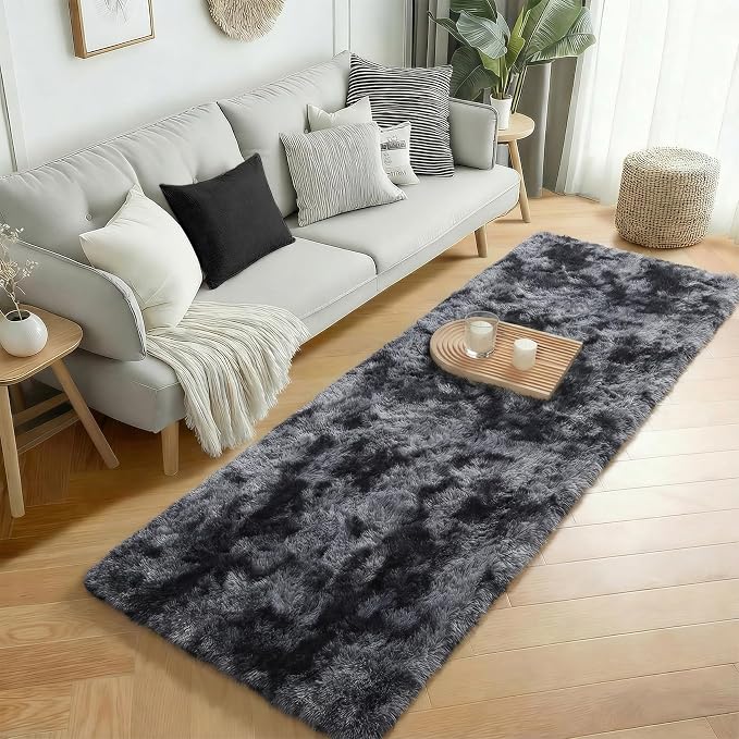 Super Soft Runner Rugs for Hallway 2' x 6', Abstract Grey Bedroom Rugs | Plush - Image 3