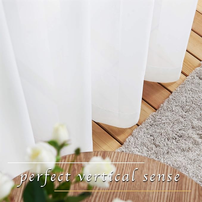 NICETOWN White Sheer Curtains 84 inches Long, Chiffon Semi Sheer Curtain Panels - Image 8