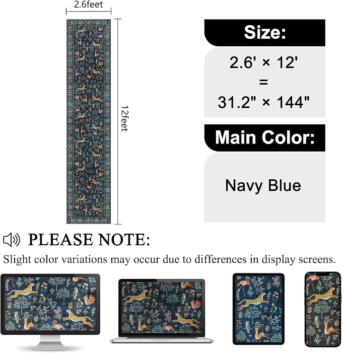 DUKINO 2.6x12 Hallway Runner Rug, Washable Animal Rug Non Slip, Stain Resistant - Image 2