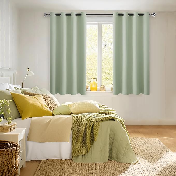 Blackout Curtains for Bedroom, 52 x 54 Inches Long, Seafoam Green | Thermal - Image 6