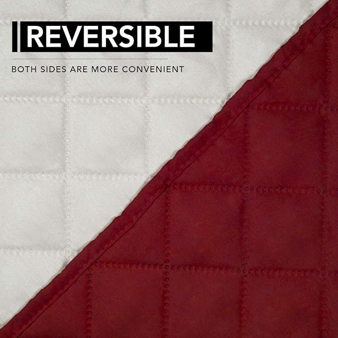 Easy-Going Reversible Couch Cover, Oversized Recliner, Christmas Red/Ivory | - Image 5