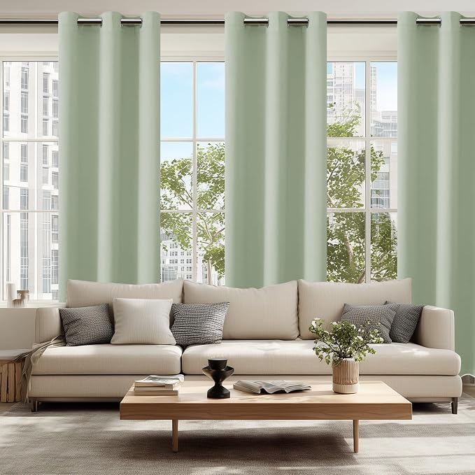 Blackout Curtains for Bedroom, 42 x 84 Inches Long, Seafoam Green | Thermal - Image 2