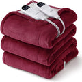 Bedsure Heated Blanket Queen Size, Dual Control Electric Blanket, Burgundy | by Unknown