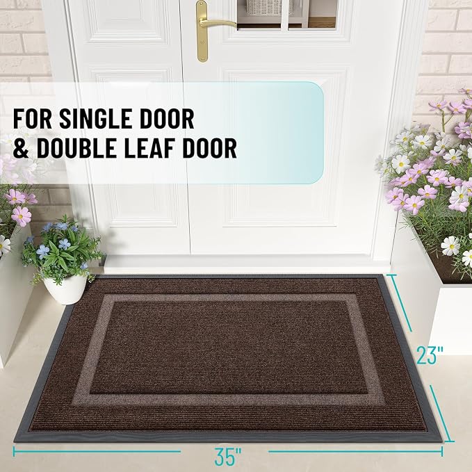 OLANLY Front Door Mat Outside 35x23, All-Season Heavy-Duty Rubber Doormat | - Image 2