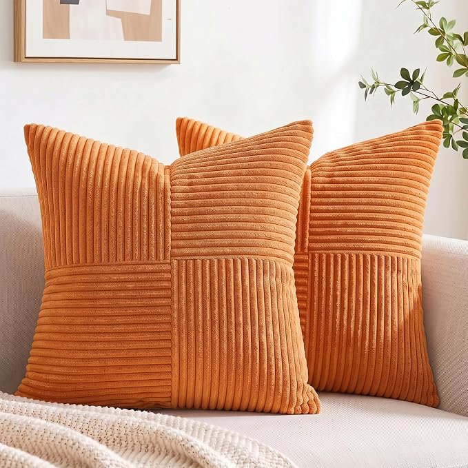 Fancy Homi 2 Packs Burnt Orange Decorative Throw Pillow Covers 20x20 Inch by Fancy+Homi