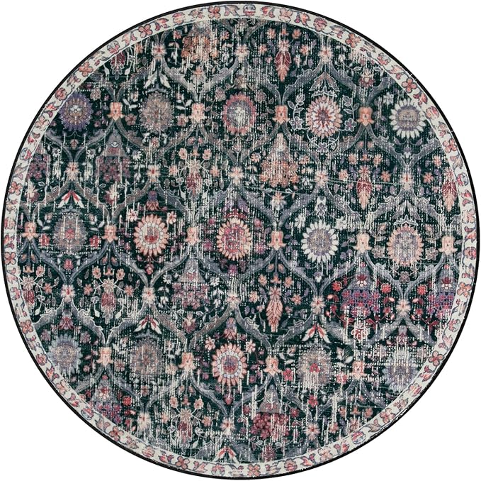 Lahome Moroccan Washable Round Rugs, Non-Slip Soft Round Rug 4ft Ultra-Thin | - Image 6