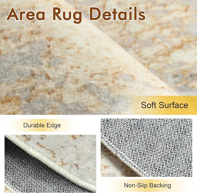 5x7 Ft Area Rugs for Living Room, Soft Non-Slip Washable Rugs Modern Abstract - Image 4