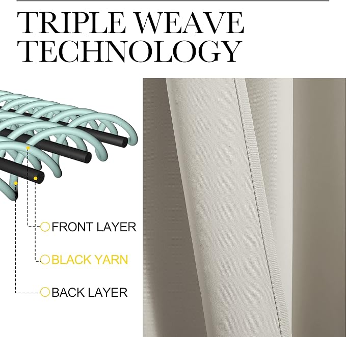 NICETOWN Natural Living Room Blackout Curtains - Image 4