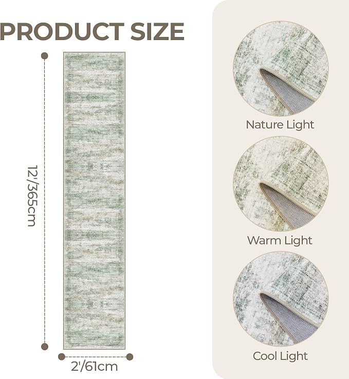 2x12 Runner Rug Non Slip, Washable Hallway Runner Rug, Laundry Room, Soft - Image 2