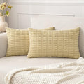 MIULEE Lumbar Corduroy Decorative Throw Pillow Covers 12x20 Beige Pack of 2 | by MIULEE