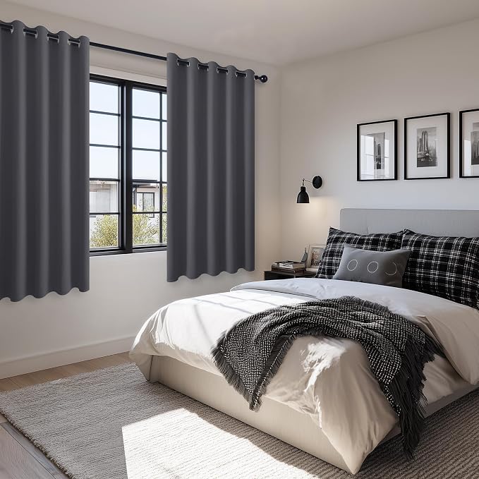 Grommet Blackout Curtains for Bedroom, 60 x 72 Inches, Dark Grey | Thermal - Image 6