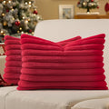 decorUhome Fall Faux Fur Throw Pillow Covers 12x20 Set of 2 Red | Decorative by decorUhome