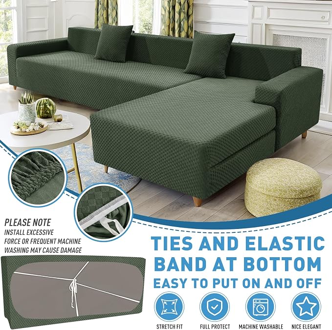 ZNSAYOTX Sectional Couch Covers, Stretch Jacquard Slipcovers - Image 4