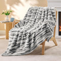 BEDELITE Striped Fleece Throw Blanket, Soft Cozy, Lightweight Warm, by BEDELITE