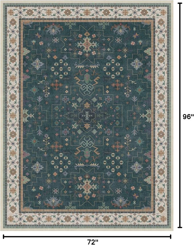 Vintage Dark Green 6x8 Dining Room Rugs - Image 2