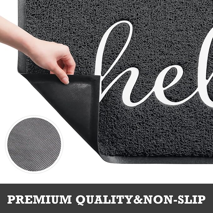 Black Door Mat Welcome Mats Outdoor Indoor Doormat - Image 4