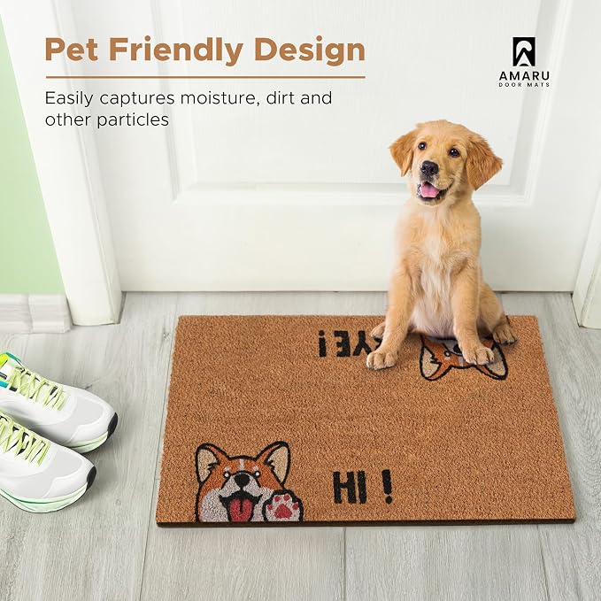 Coir Welcome Mat, Hi-Bye Dog, 24 x 36 in | 100% Natural Coir, Anti-Shedding - Image 7