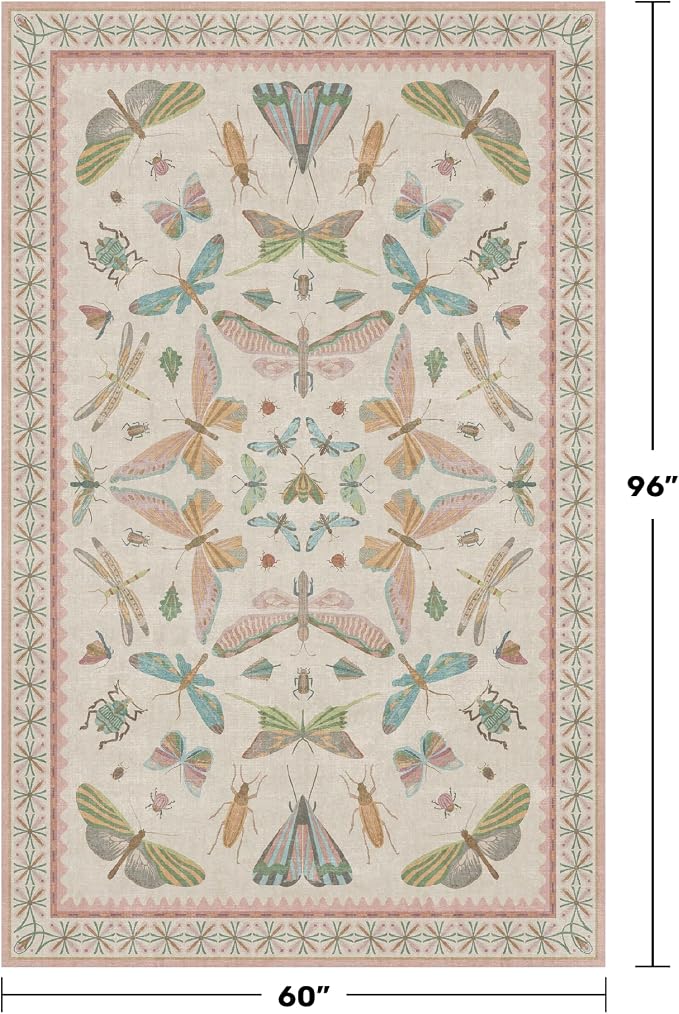 Washable 5x8 Light Pink Rug for Bedroom - Image 2
