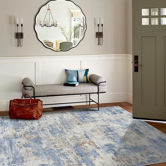 Aelenmu 5x7 Area Rugs for Living Room Bedroom Dining Room Washable Blue | Soft - Image 3