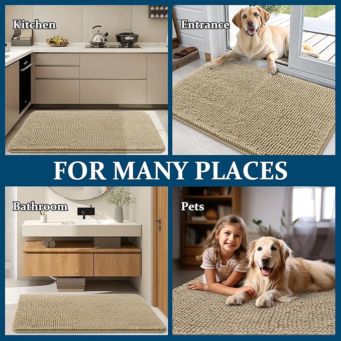 OLANLY Dog Door Mat for Muddy Paws 70x24, Super Absorbent Chenille Mud Mat | - Image 8