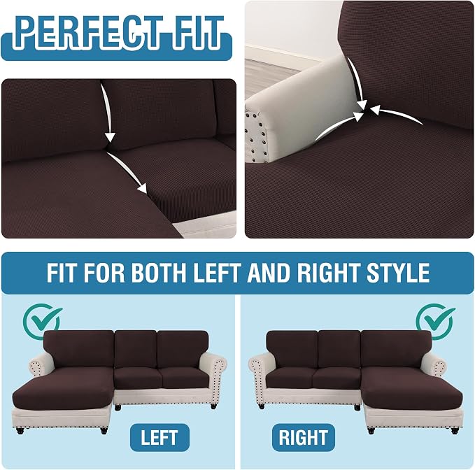 H.VERSAILTEX Sectional Couch Covers 6 Pieces Stretch Sofa Covers - Image 5