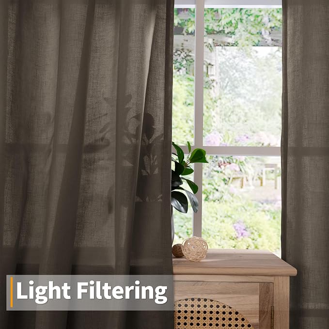 YoungsTex Chocolate Brown Linen Curtains - Image 3