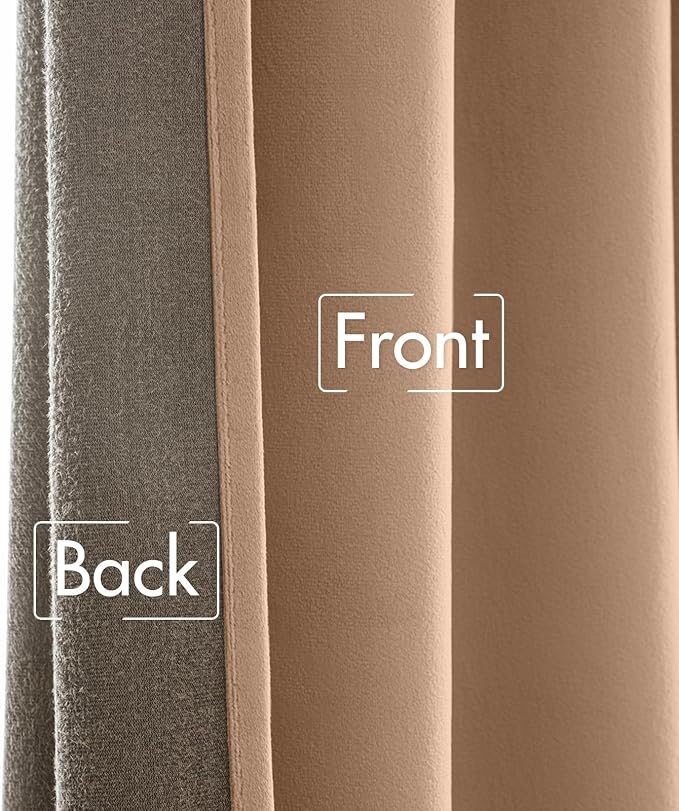 MIULEE Blush Beige Velvet Curtains 52x84 inches Luxury Blackout Curtains | - Image 6