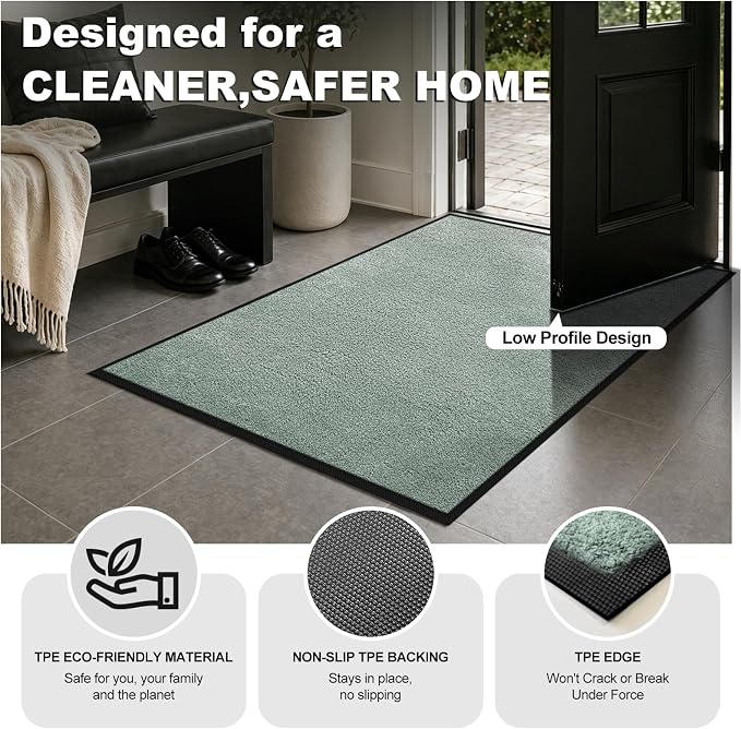 Super Absorbent Front Door Mat, Non-Slip Washable Indoor Doormats, Low Profile - Image 5