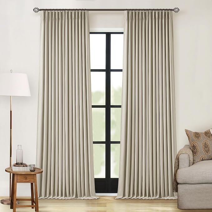 Burlywood Birch 100% Blackout Pinch Pleated Linen Curtains 90 Inches Long | by Twodrapes