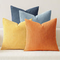 MIULEE Soft Corduroy Decorative Throw Pillow Covers Blue-Orange 20x20 | Set of 4 by MIULEE