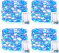 JMEXSUSS 4 Pack 50 LED Fairy Lights Battery Operated Silver Wire 16.1ft Waterproof Blue & White Twinkle Lights for Gifts Party Wedding Christmas Indoor Outdoor Decorations