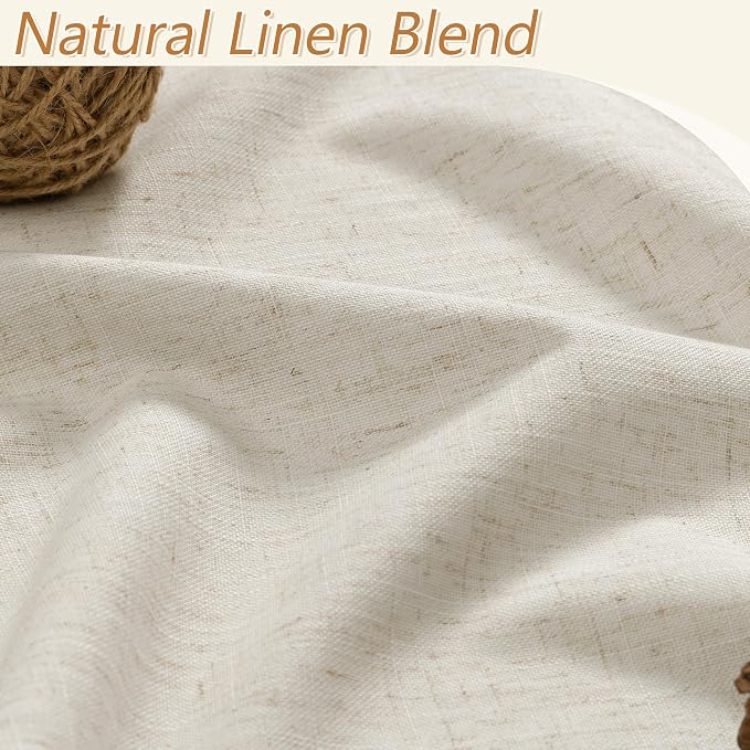 100% Blackout Linen Curtains for Bedroom 96 inches Long, Thermal Insulated Room - Image 3