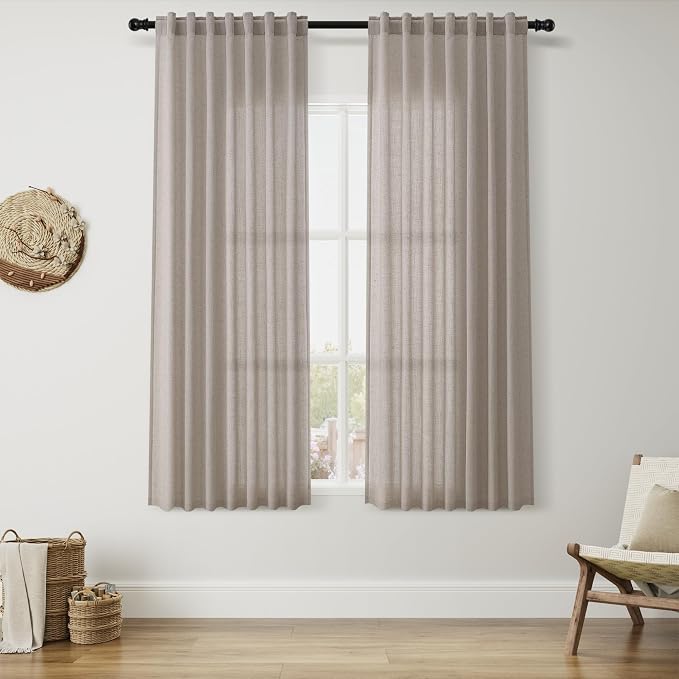 Stone Beige Curtains 63 Inch Length by Nanspring