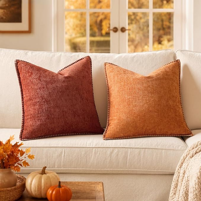 MIULEE Fall Decorative Couch Throw Pillow Covers 20x20 Inch Burnt Orange | 2 - Image 4