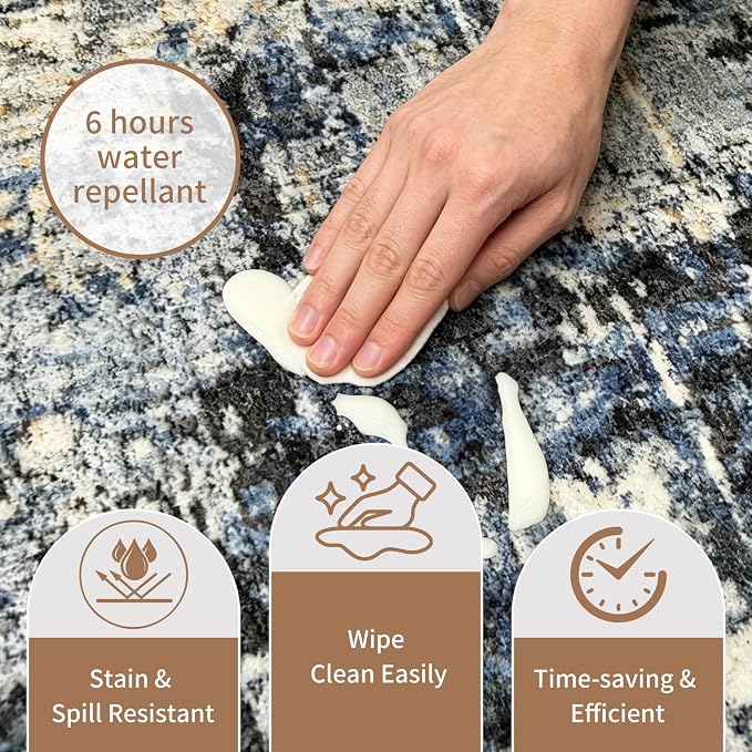 2x3 Small Washable Area Rug: Non-Slip Door Mat Midnight Sky | Dense Low Pile - Image 5