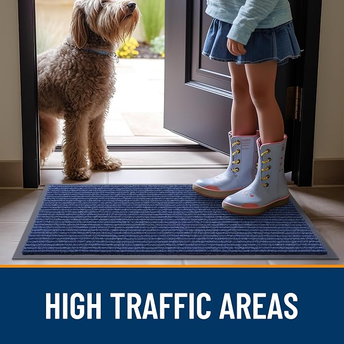 OLANLY 2-Pack Front Door Mats 47x23, Waterproof Heavy-Duty Doormats | Blue - Image 7