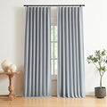 Vision Home Blue Gray Pinch Pleated Full Blackout Curtains Linen Blended Room by VisionHome