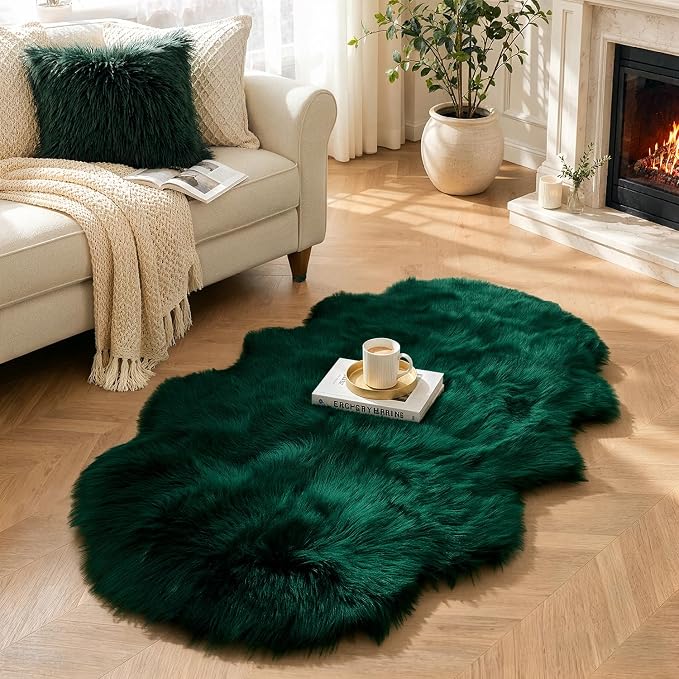 MIULEE Fluffy Area Rug 3x5 ft Faux Fur Sheepskin Rug - Image 6