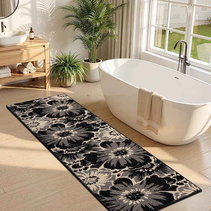 Findosom Hallway Runner Rug 2x8, Non Slip High-Low Textured Floral Washable - Image 8