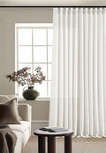 Beige White Pinch Pleat Semi Sheer Linen Curtain W70xL120 1 Panel | Light by Twodrapes