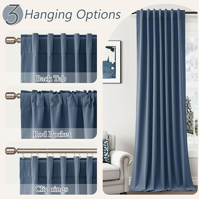 100% Blackout Curtains 102 Inch Length 2 Panels Set - Image 6