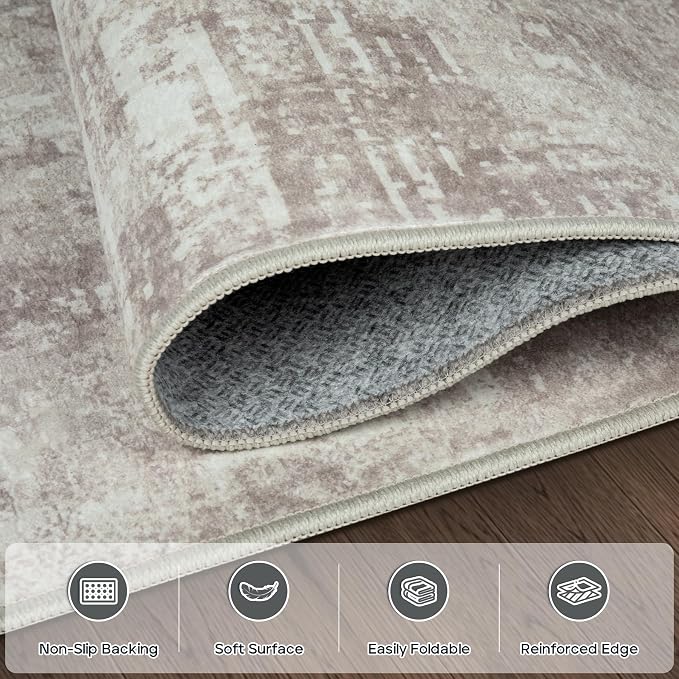 9x12 Area Rugs for Living Room Bedroom Dining Room Washable Brown Grey | Soft - Image 4