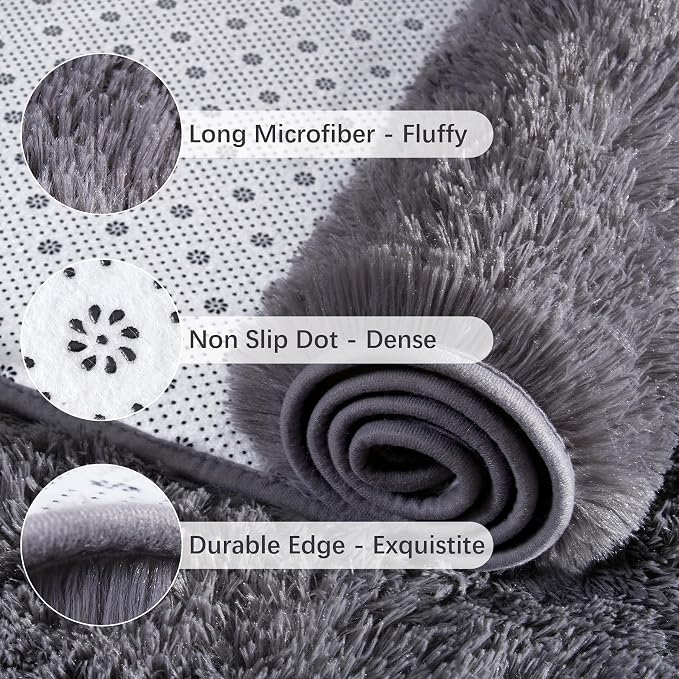 Chicrug Soft Runner Rugs for Bedroom Living Room Plush Fluffy Rug 2x4 | Shag - Image 6