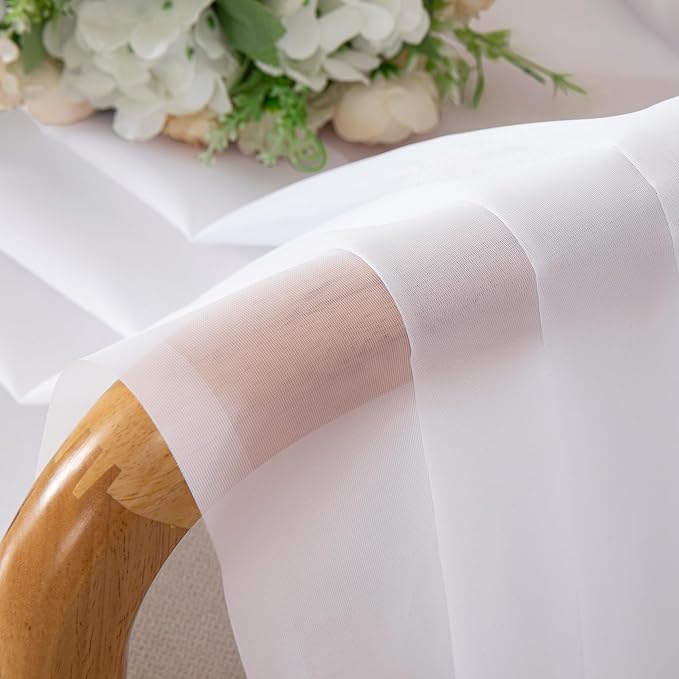 White Sheer Curtains 84 inches Long 2 Panels Set, Sheer White Curtains - Image 3