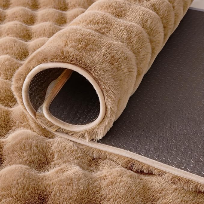 Coffee Rabbit Plush Rug 2'x6', Fluffy Shaggy Area Rug - Image 6