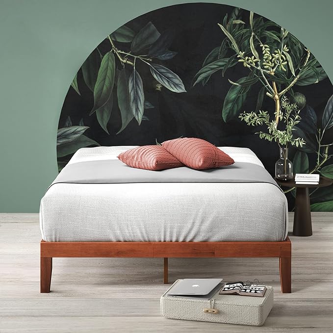 ZINUS Wen Wood Platform Bed Frame, Solid Wood Foundation, Wood Slat Support, No Box Spring Needed, Easy Assembly, Cherry, Full