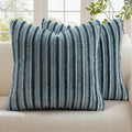 decorUhome Fall Faux Fur Throw Pillow Covers 24x24 Set of 2 Blue Grey | by decorUhome
